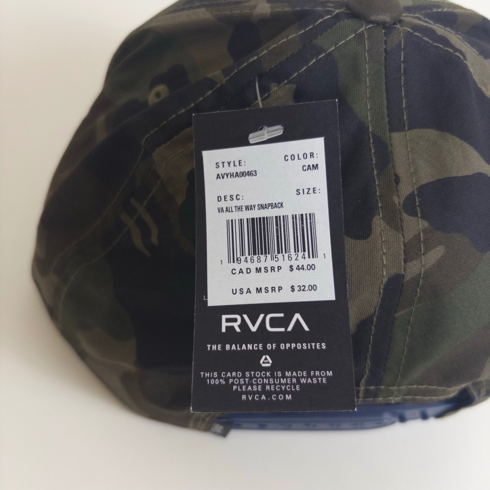 RVCA Snapback Mens Camo Leather Patch Hat AVYHA00463 VA All The Way Camouflage - Picture 5 of 7